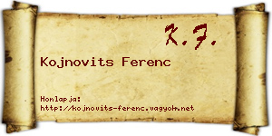 Kojnovits Ferenc névjegykártya